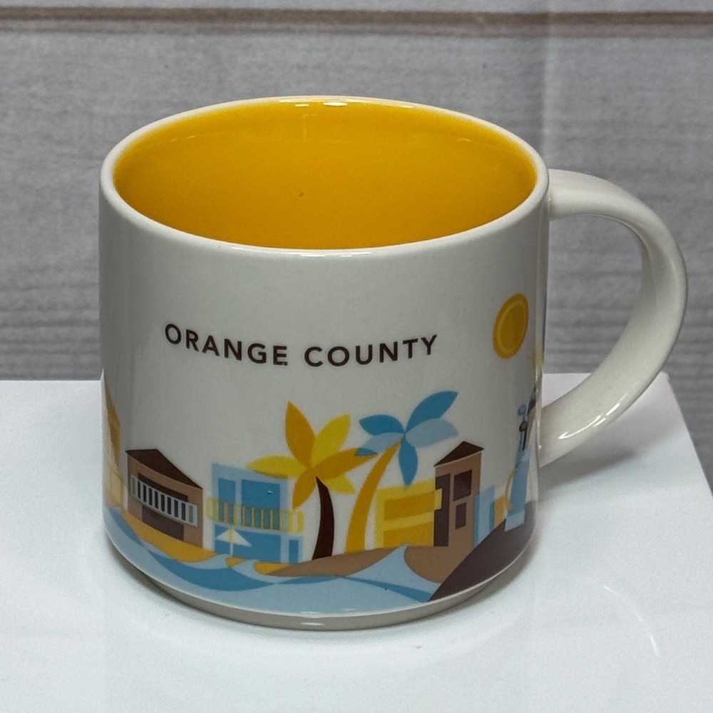 Starbucks Orange County You Are Here‎ Collection 14oz Coffee Mug Yellow White